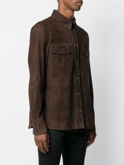 Shop Tom Ford Double Pocket Textured Shirt - Brown