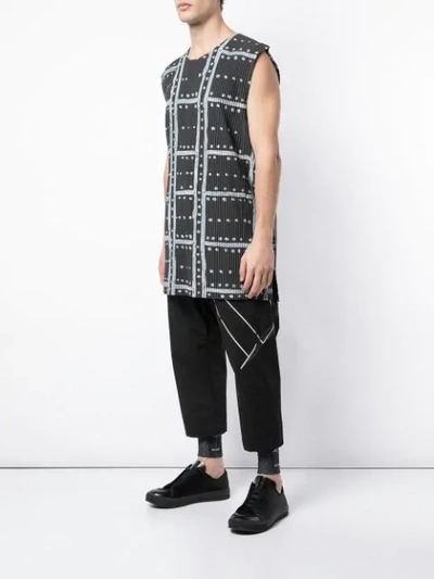 Shop Issey Miyake Homme Plissé  Ladder Checked Tank Top - Grey