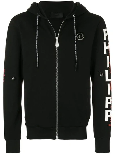 PHILIPP PLEIN PLEIN DOLLARS ZIPPED HOODIE - 黑色