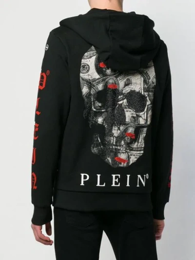 PHILIPP PLEIN PLEIN DOLLARS ZIPPED HOODIE - 黑色