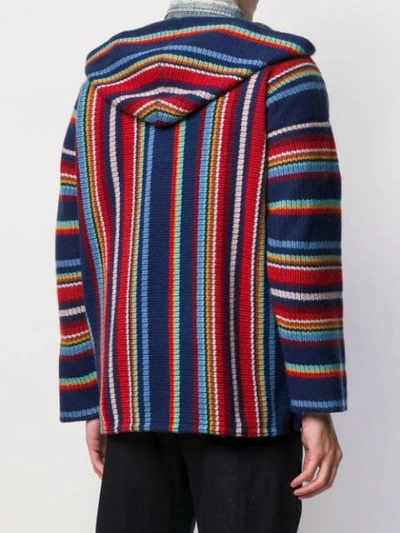 Shop Alanui Striped-knit Hooded Jumper In Blue