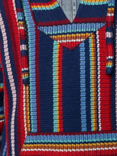 Shop Alanui Striped-knit Hooded Jumper In Blue
