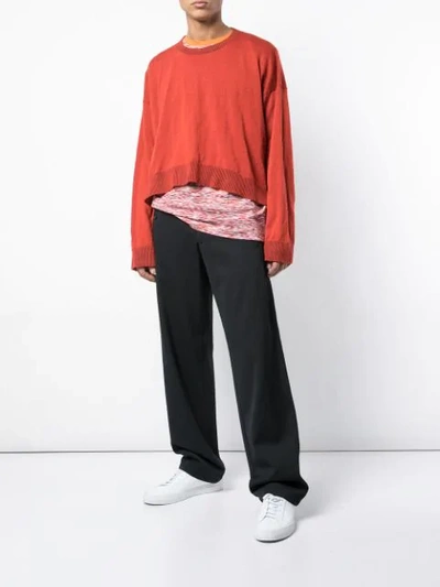 Shop Lanvin Cropped Slouchy Sweater In Red