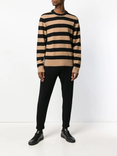Shop Joseph Striped Knit Pullover In Black