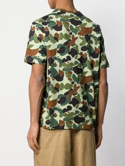 Shop Junya Watanabe Camouflage Print T-shirt In Green