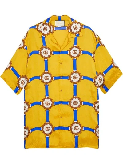 Shop Gucci Gg Harness-print Shirt In Yellow