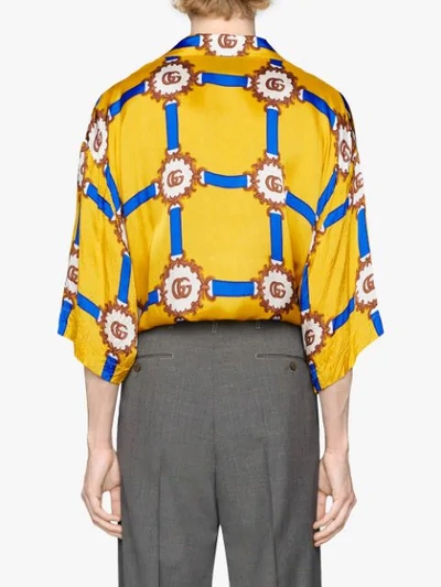 Shop Gucci Gg Harness-print Shirt In Yellow
