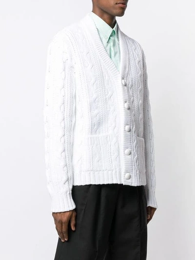 Shop Maison Margiela Cable Knit Cardigan In White