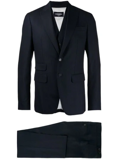Shop Dsquared2 Three-piece Suit In Blue