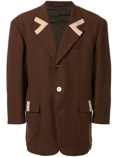 Pre-owned Yohji Yamamoto Vintage Appliqué-detail Blazer In Brown