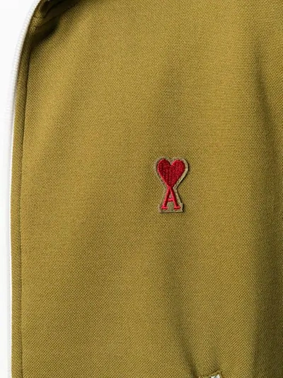 Shop Ami Alexandre Mattiussi Zipped Sweatshirt With High Collar And Ami Heart Patch In Green