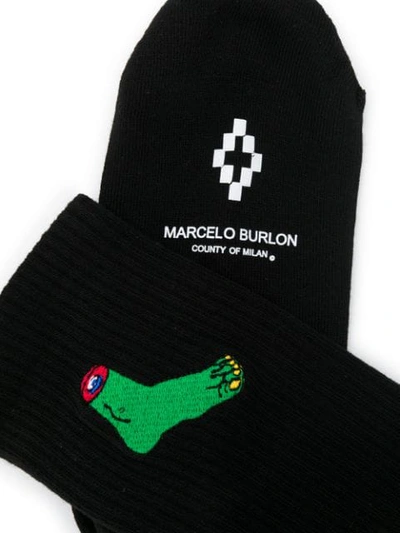 MARCELO BURLON COUNTY OF MILAN EMBROIDERED FOOT SOCKS - 黑色
