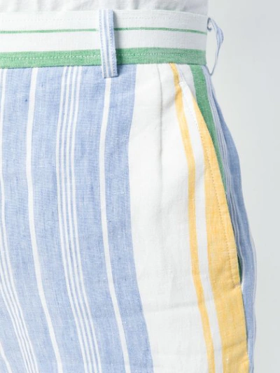 Shop Thom Browne Striped Blanket Linen Short In White