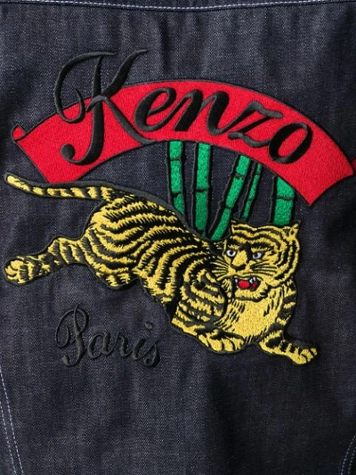 Shop Kenzo Flying Tiger Denim Jacket In 76 Bleu Marine