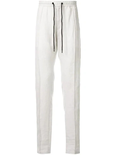 Shop Emporio Armani Elasticated Waist Trousers In White