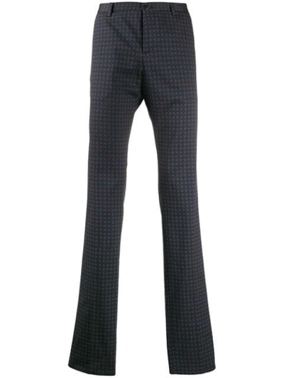 Shop Etro All-over Motif Trousers In Blue