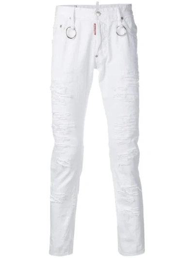 Shop Dsquared2 Skater Skinny Jeans In White