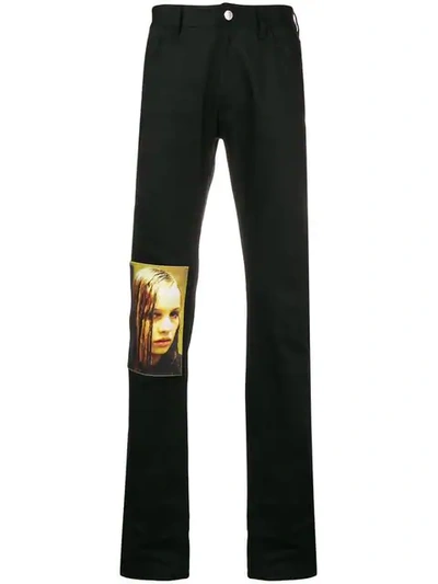Shop Raf Simons Patch Tailored Trousers In Black