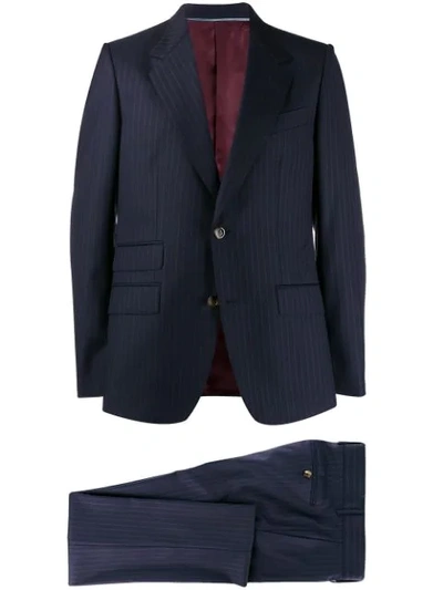 Shop Gucci Pinstriped Two-piece Suit In Blue