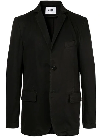 Shop Msgm Classic Casual Blazer In Black