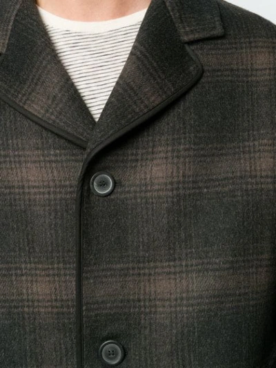 Shop Lanvin Mid-length Check Coat In Brown
