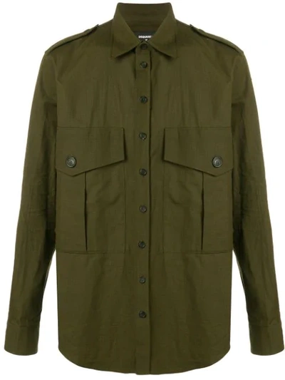 Shop Dsquared2 Military Shirt In Green