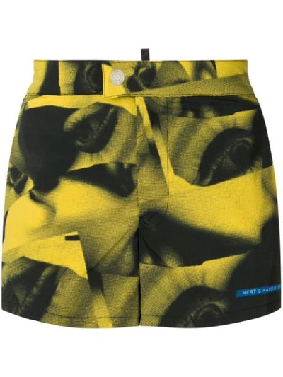 Shop Dsquared2 X Mert And Marcus Printed Swim Shorts In Yellow