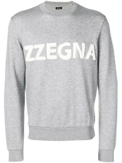 Shop Z Zegna Logo Knit Jumper In Grey