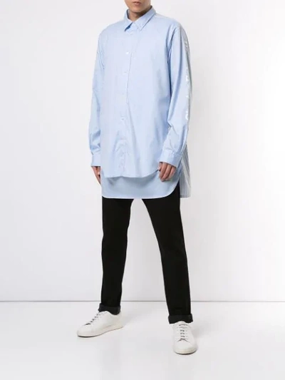 Shop Takahiromiyashita The Soloist Graphic Sleeve Shirt In Blue