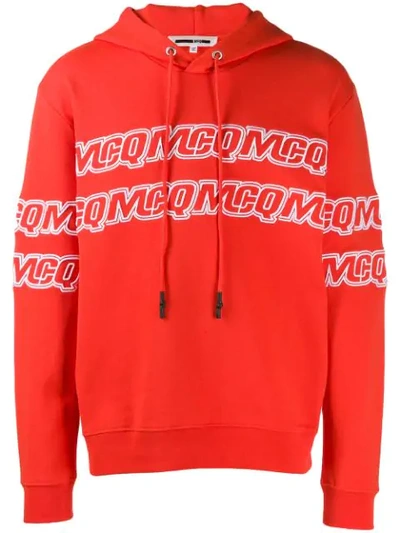 Shop Mcq By Alexander Mcqueen Embroidered Logo Hoodie In Red