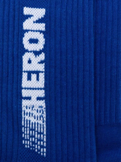 Shop Heron Preston Logo Knit Socks In 3101 Light Blue White