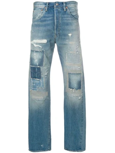 LEVI'S 补丁设计直筒牛仔裤 - 蓝色