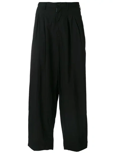 Shop Yohji Yamamoto Loose Fit Trousers In Black
