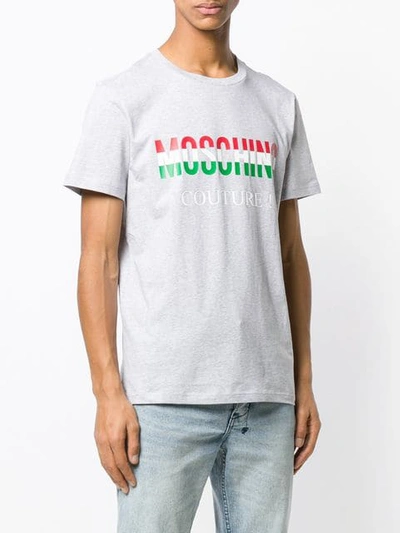 Shop Moschino Logo Patch T-shirt In 1485 Grey Melange