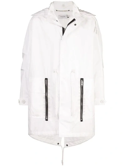Shop Coach Hooded Military-style Trench Coat - White