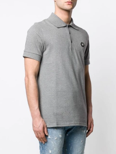 Shop Philipp Plein Skull Print Polo Shirt In 10 Grey