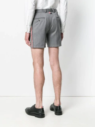 Shop Thom Browne Rwb Stripe Straight-leg Short In Grey