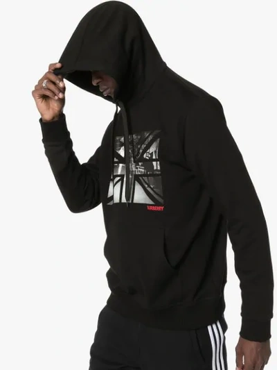 Shop Burberry Union Jack Print Hoodie - Black