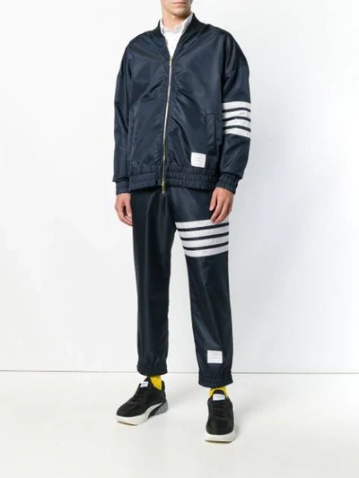 Shop Thom Browne 4-bar Oversized Ripstop Bomber In Blue
