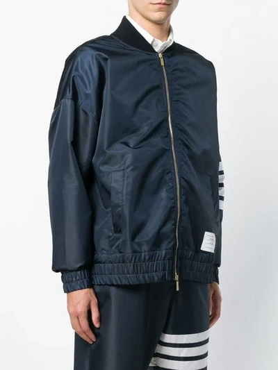 Shop Thom Browne 4-bar Oversized Ripstop Bomber In Blue