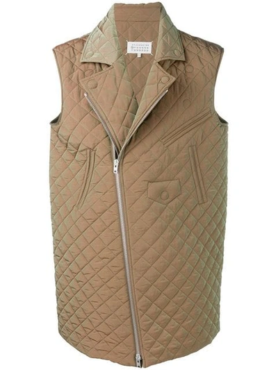 Shop Maison Margiela Oversized Quilted Vest In Green