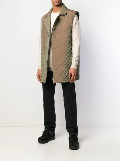 Shop Maison Margiela Oversized Quilted Vest In Green