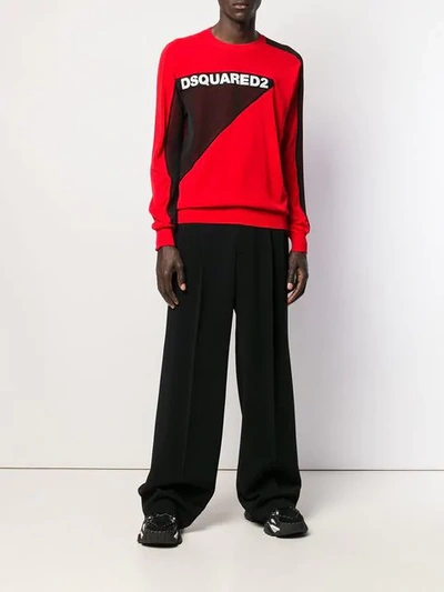 Dsquared2 Logo Mesh Sweater In Red