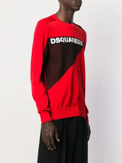 Dsquared2 Logo Mesh Sweater In Red