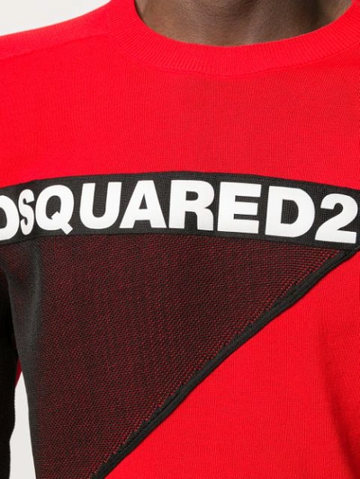 Dsquared2 Logo Mesh Sweater In Red
