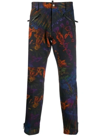 Shop Dsquared2 Tie-dye Printed Trousers In Blue