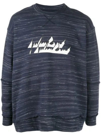 Shop Julien David Distressed Marl Logo Sweatshirt In Blue
