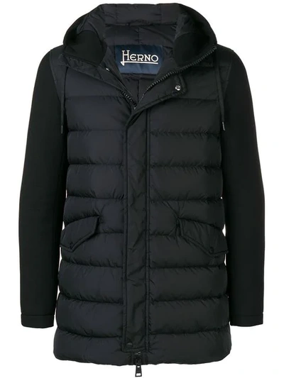 Shop Herno Daunenjacke Mit Kontrastärmeln In Black