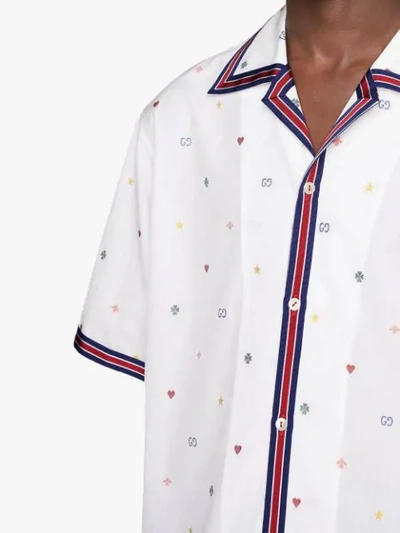 Shop Gucci Symbols Fil Coupé Bowling Shirt In White