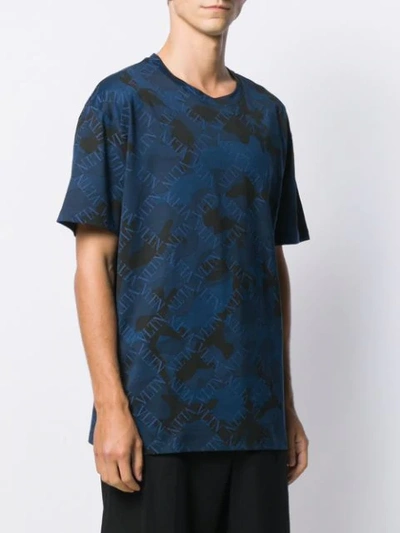 Shop Valentino Logo Camouflage Print T-shirt In Blue